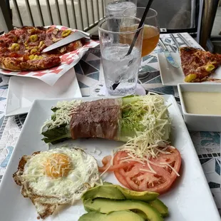 Pizza, Grilled Caesar with additions of avocado and tomatoes