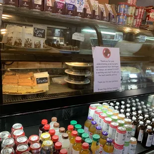 Grab and go drinks large baked pastry case