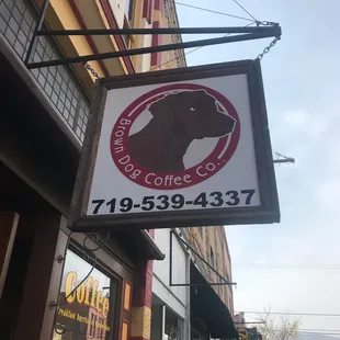 a sign for a coffee shop