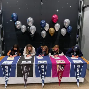 Brown Iron Brewhouse private dining space decorated for college signing day event