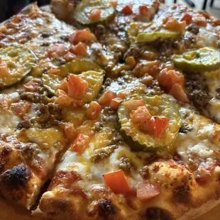 Cheeseburger pizza, hold the lettuce