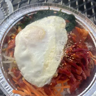 Veggie bibimbap with fried egg