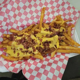 french fries with cheese and bacon