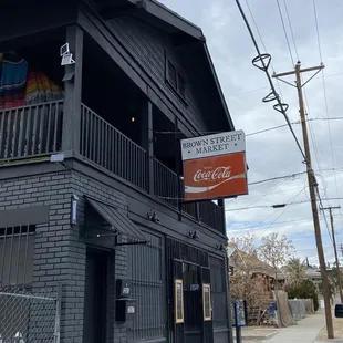 a black building with a balcony