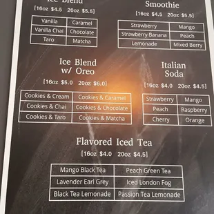 Coffee menu being updated/tbd, here&apos;s other beverages (5/26/20)