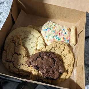 The birthday cake double chocolate peanut Butter snickerdoodle large and in charge