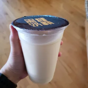 Jasmine green milk tea no ice ($3.25, if I remember correctly)