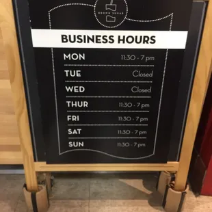Store hours.