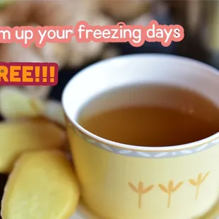 Get hot ginger tea for free!!!