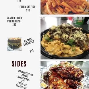 Menu posted by owner IG 3.13.22