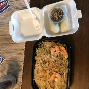 Spring Siam Rolls and shrimp pad Thai
