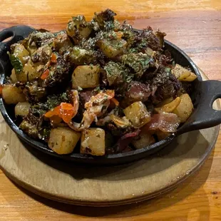 Fried Brussels sprouts with country potatoes - so delicious.