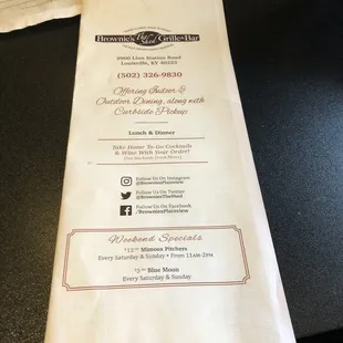 Menu front