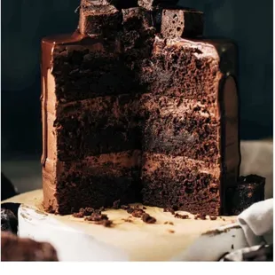 a slice of chocolate cake