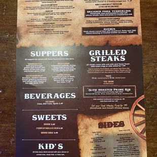 Menu as of June 2023