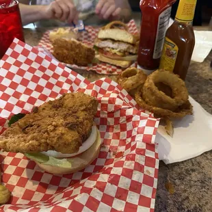 Pork tenderloin and onion rings