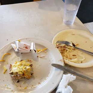 a half eaten breakfast