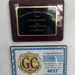 Grant County Small Business of the Year 2022
Best of Grant County   Award 2023 Lunch, Restaurant, &amp; Sweet Tea