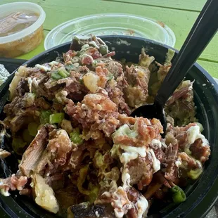Potato bowl with cubed brisket