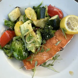 Salmon no sauce double veggie medley