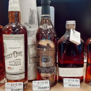 a variety of whiskeys