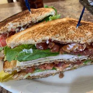 HUGE turkey bacon club sandwich