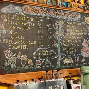a menu on a blackboard