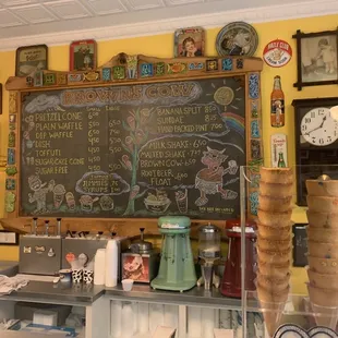 a chalkboard in a restaurant