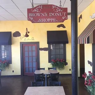 tables and chairs in a restaurant