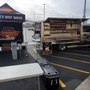a table and truck