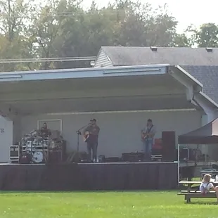 a band playing on stage