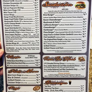 the menu for the restaurant