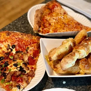 Garlic Knuckles, Canal Street Slice and Cheese Slice