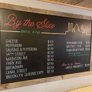 By the slice menu.