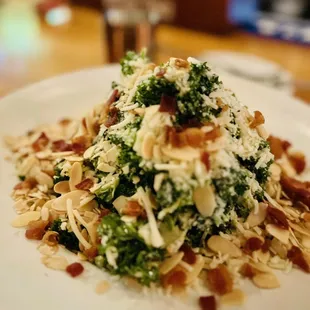 Brussels &amp; Kale Salad- the roasted sliced almonds enhanced the flavor!
