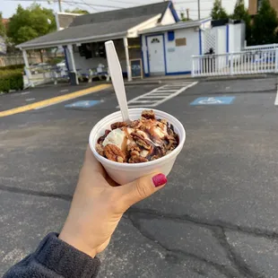 Hot fudge sundae (no whipped cream or cherry)