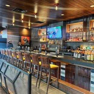 bar seating and bar area