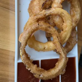 Onion Rings with house-made ketchup. Fabulous.