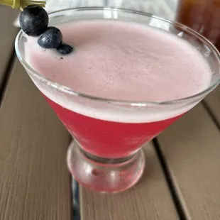 The April drink special Blueberry Malibu Breeze
