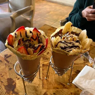 Matcha strawberry truffles and banana Nutella crepes