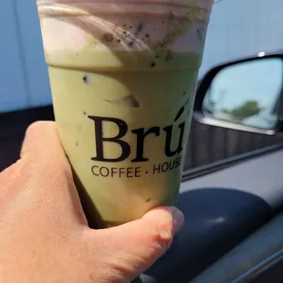 Pineapple Matcha with Blackberry Foam