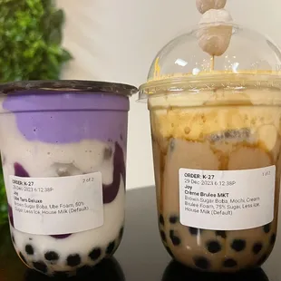 Taro deluxe and a crème brûlée.