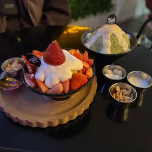 Matcha Bingsu &amp; Matcha Strawberry Bingsu