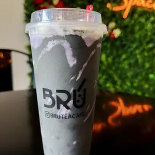 Black Sesame Ube with boba