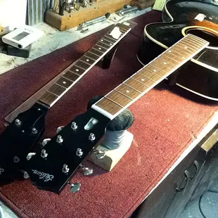 I made a replacement neck for a Gibson Tenor guitar to convert it to 6 string.  Turned out to be a very cool guitar.