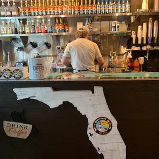 Barista preparing our order.