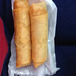 Two spring rolls (although I ordered two shrimp only egg rolls )