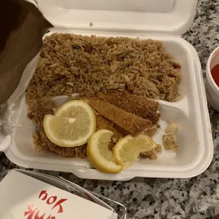 Lemon Chicken. A chicken patty