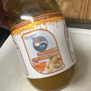 Honey infused with garlic, ginger and turmeric