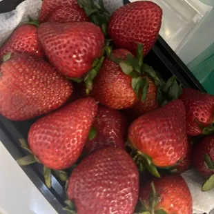 Fresh strawberries I got three little baskets for 15 and these are so sweet